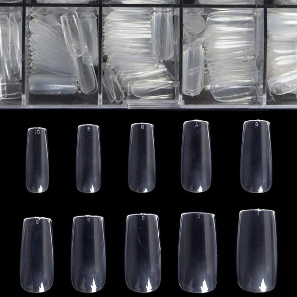 ⚡ Clearance! Long Square Clear Fake Nails - Picture 1 of 6